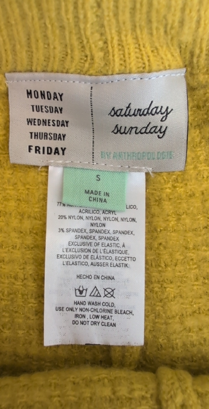 Anthropologie Saturday Sunday Womens Small Brenna Waffle Knit Shorts Yellow Cozy - Picture 6 of 6